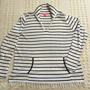 VGUC Lilly Pulitzer striped lightweight sweater with front pocket, sz XL